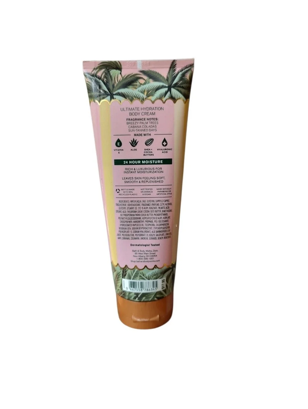 Meet Me In Miami Pastel Pink and Yellow Striped Body Cream Tube